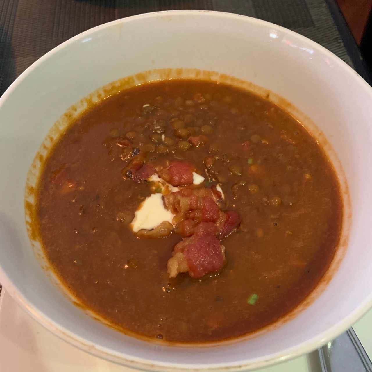 Sopa de Lentejas con Chorizo, Tocino y Especies