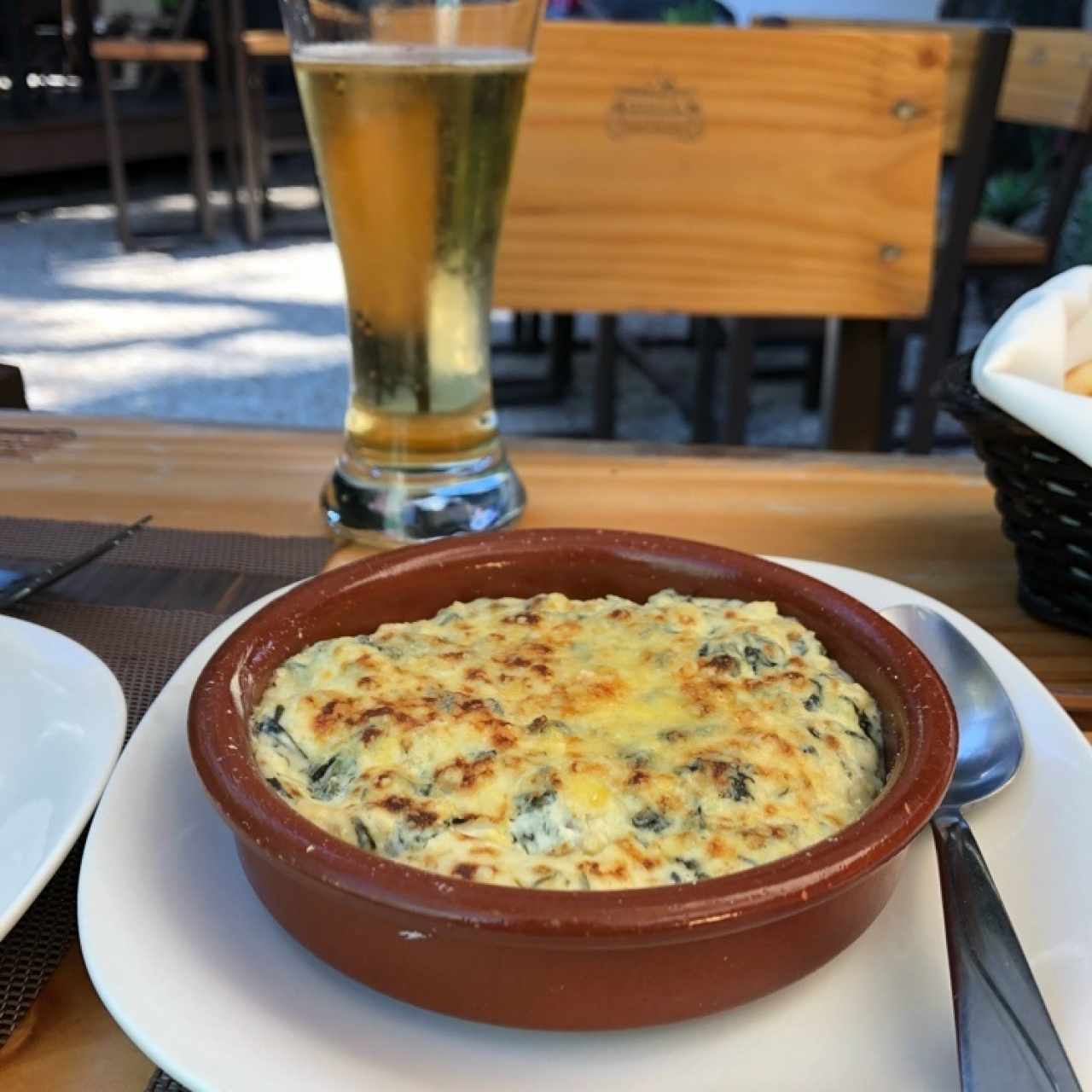 Gratín Espinaca y Alcachofa con Queso Azul