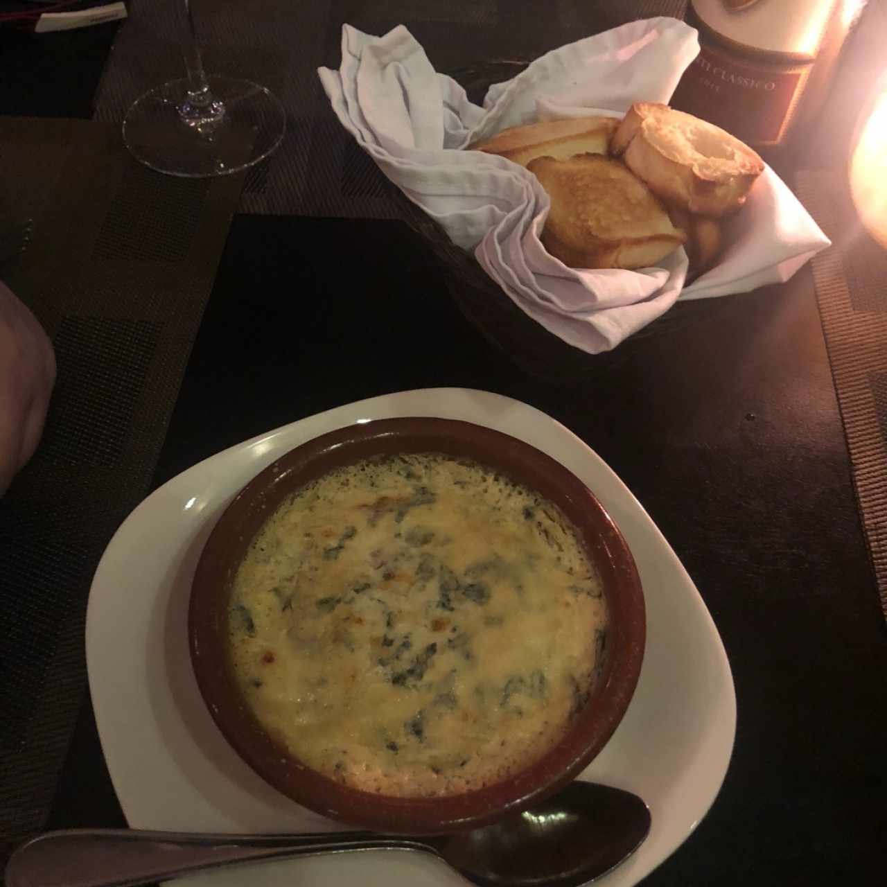 Gratín Espinaca y Alcachofa con Queso Azul