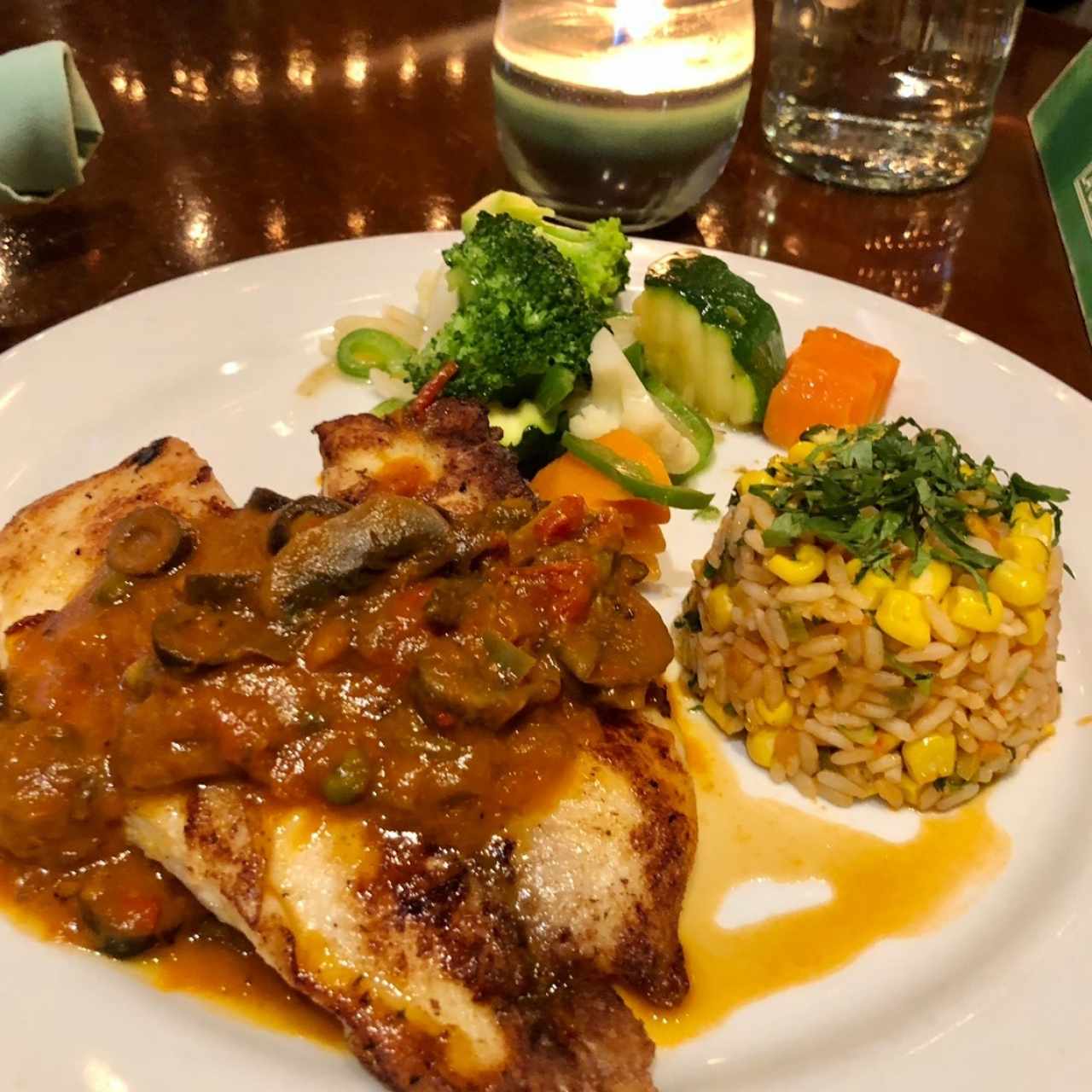 corvina con vegetales 