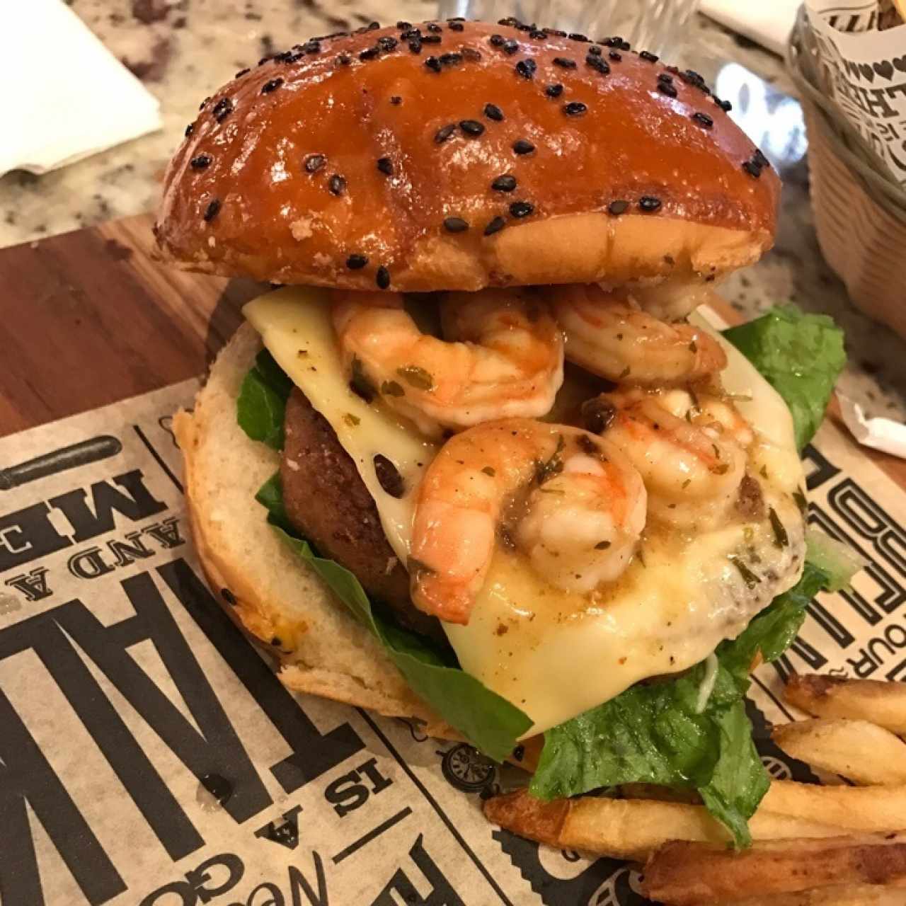 hamburguesa con camarones (no recomendable)