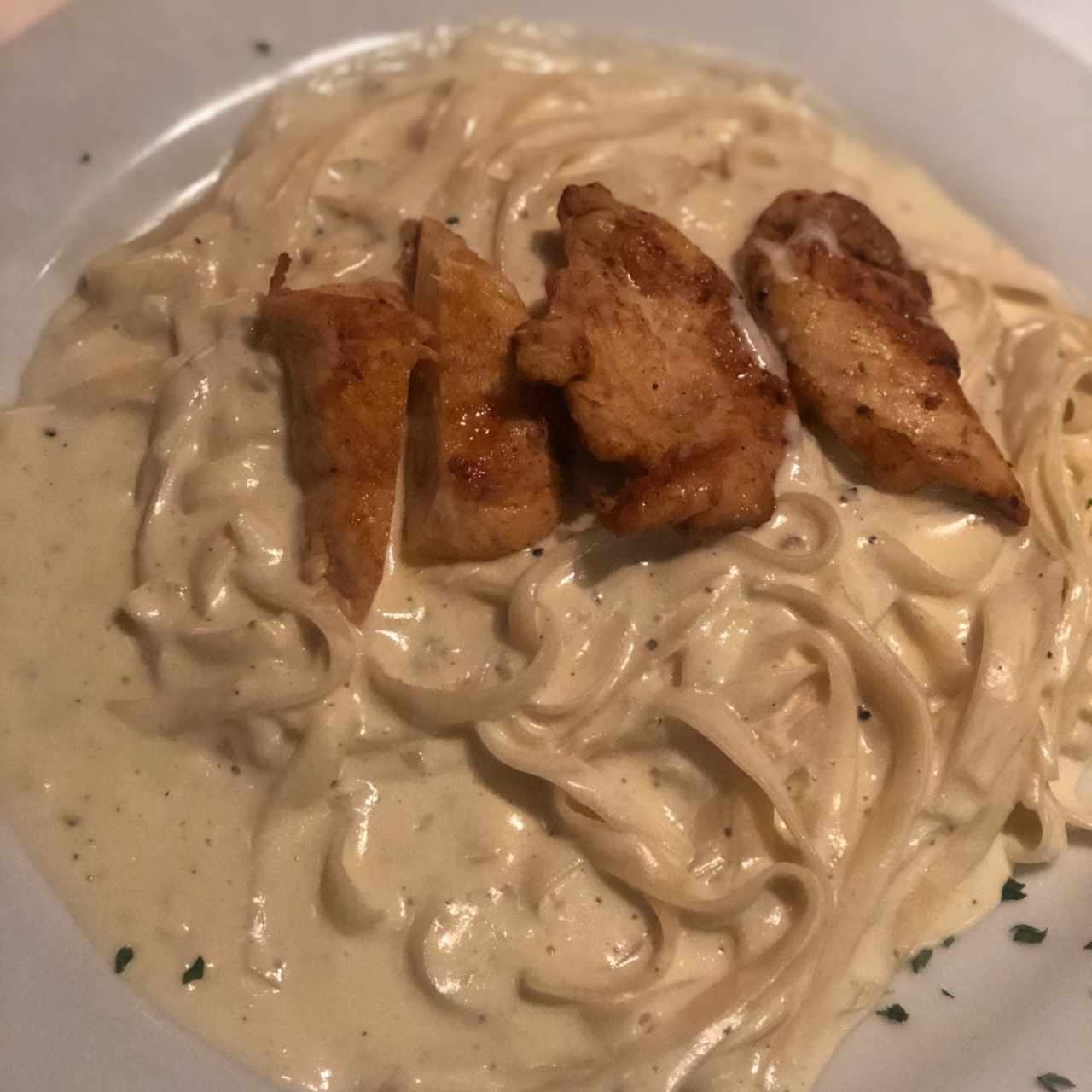 SPAGHETTI ALFREDO CON POLLO