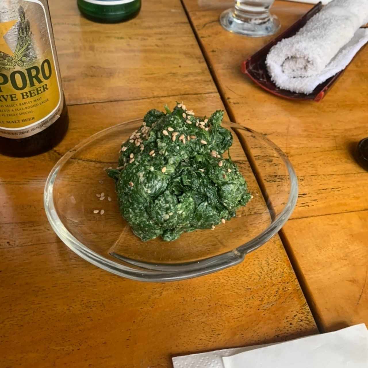 Espinaca con ajonjoli