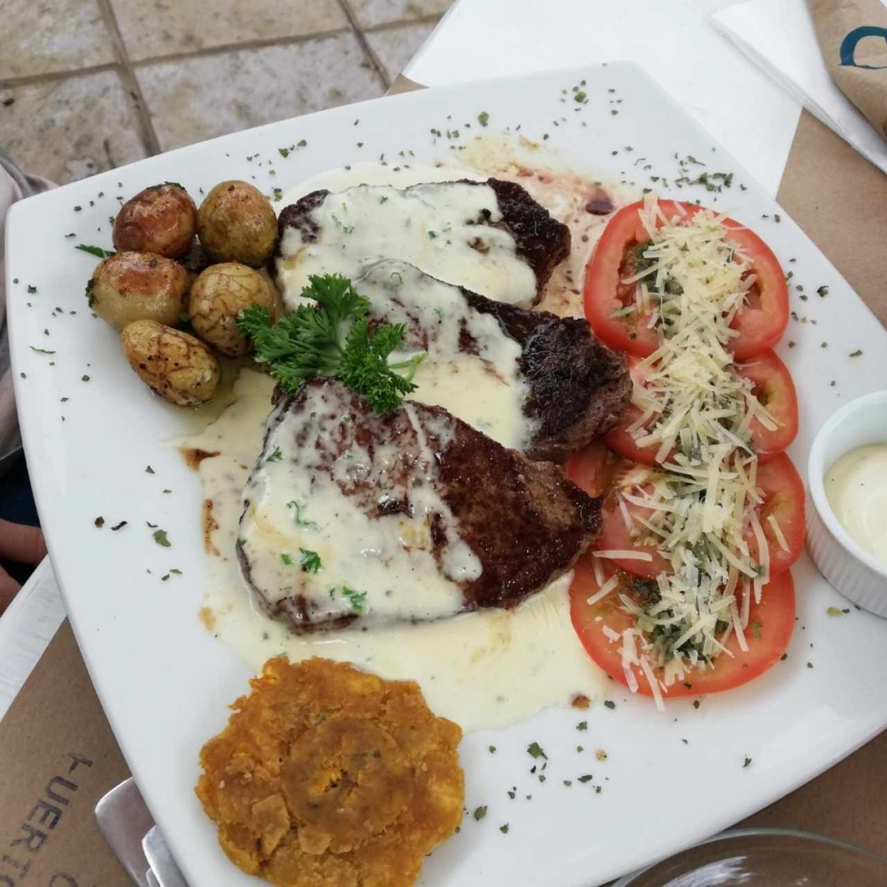 carne con salsa de queso 