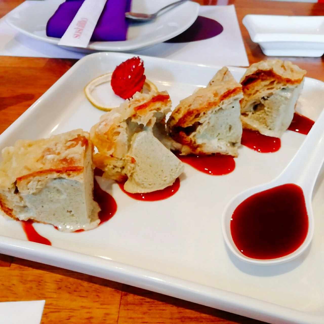 Tempura con Helado de Té Verde
