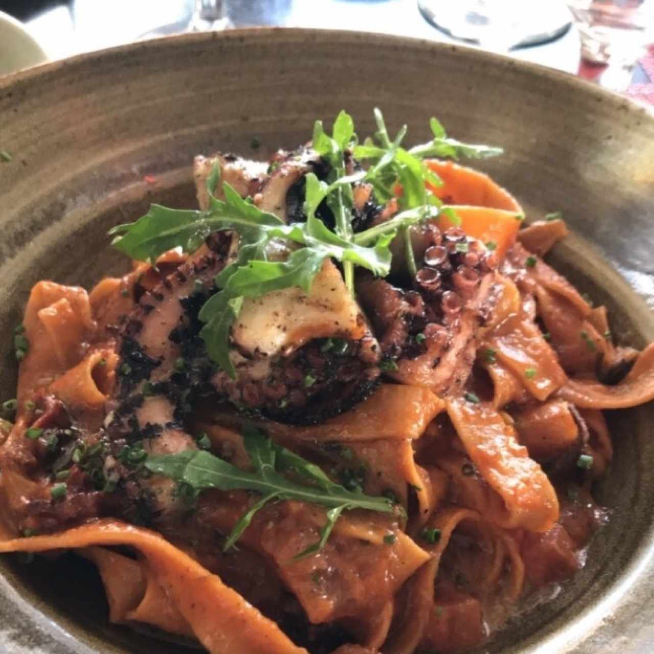 pasta con pulpo asado 