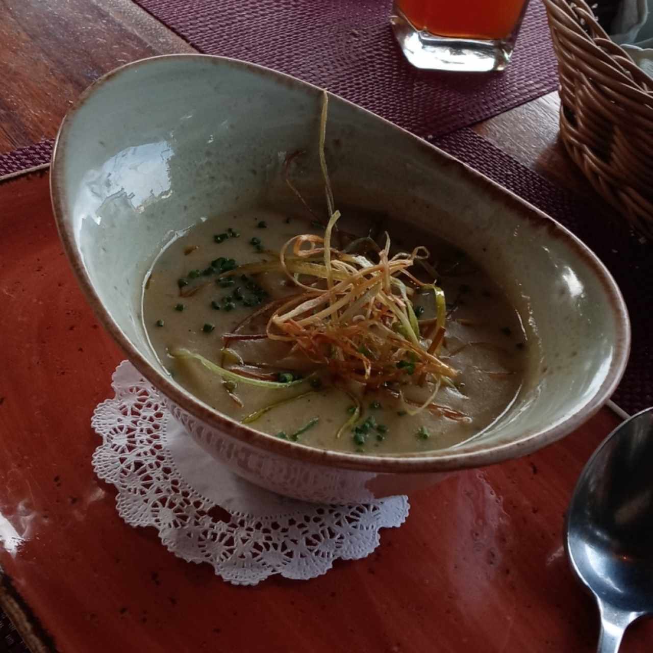 Sopa del Dia- Crema de Papa y Tocino