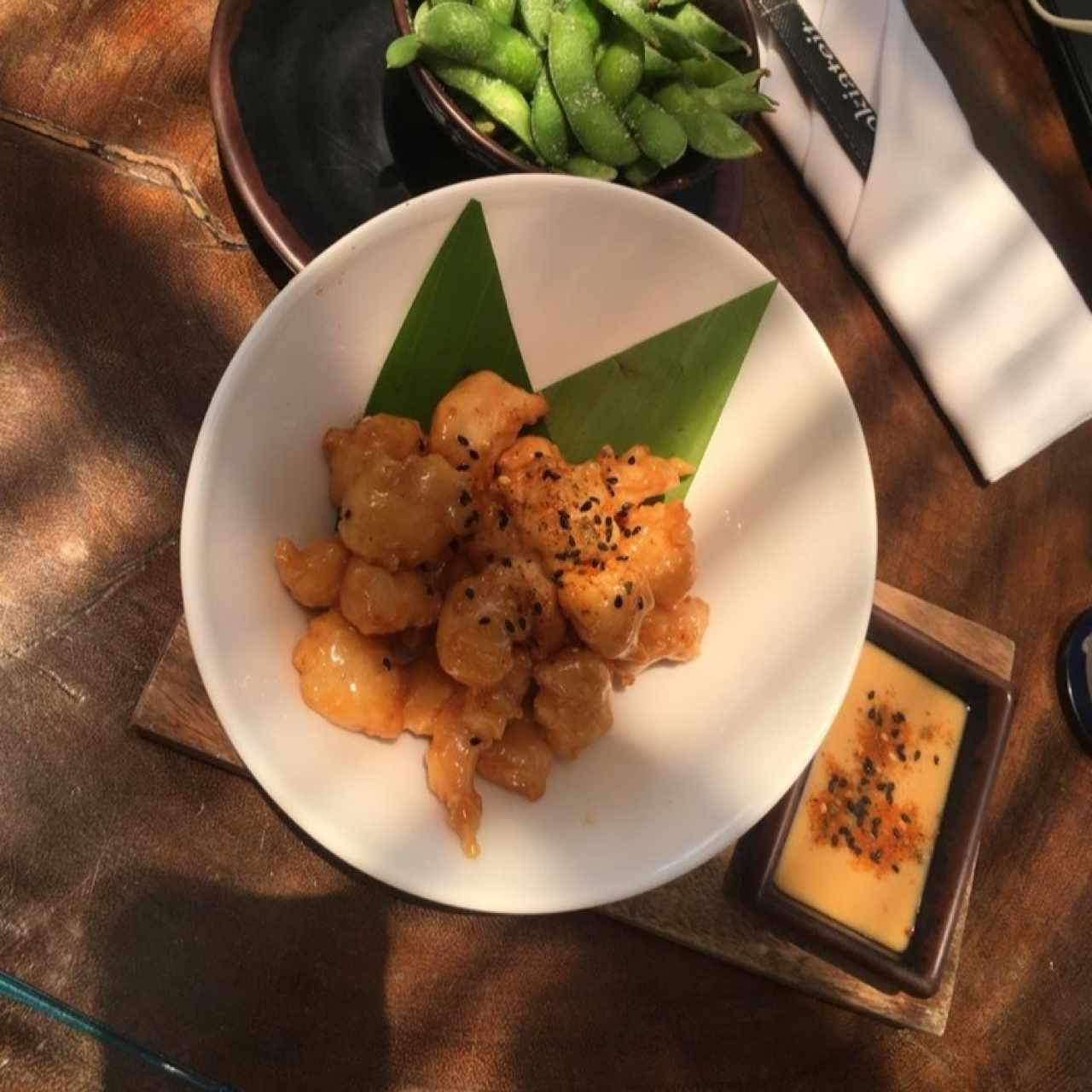 honey salmon y edamames