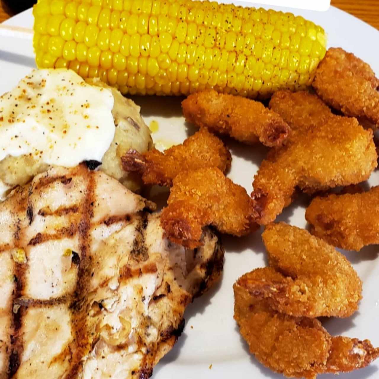 camarones empanizados y pollo! 