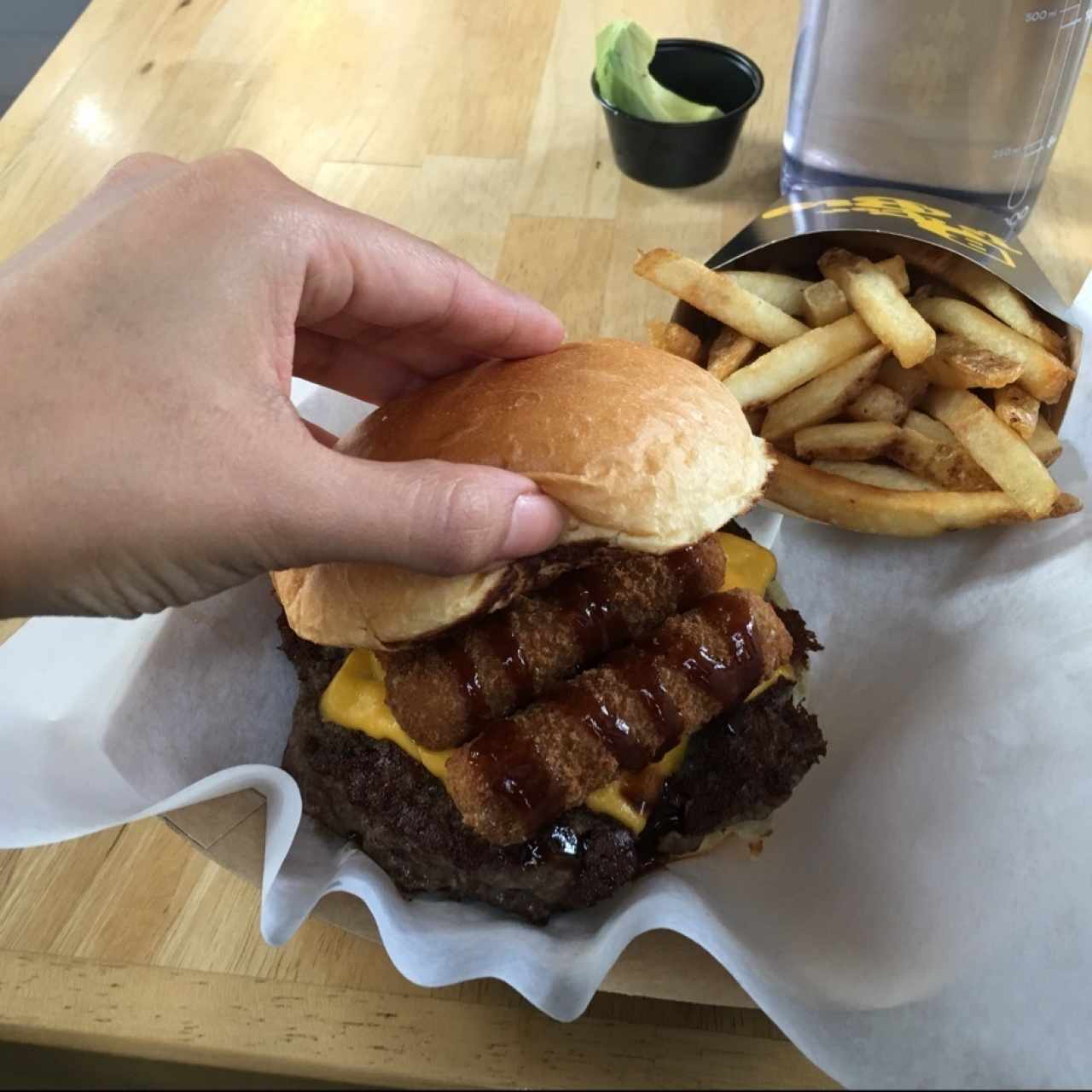 Heavy mozarrella sticks burger