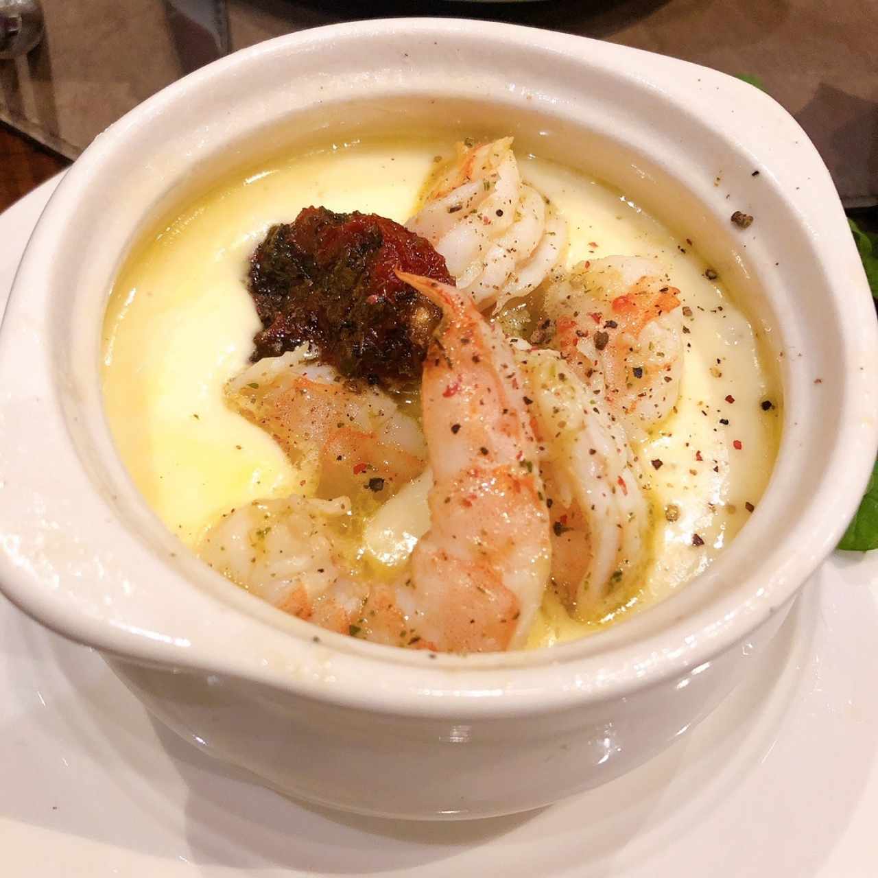 mozzarella Fundido con camarones 