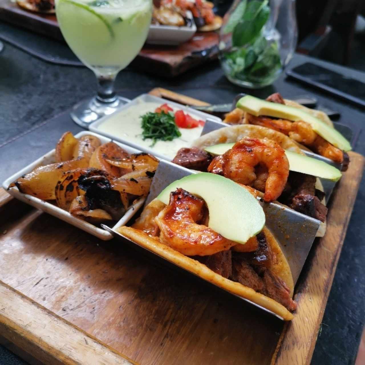Tacos de Entraña & Camarón