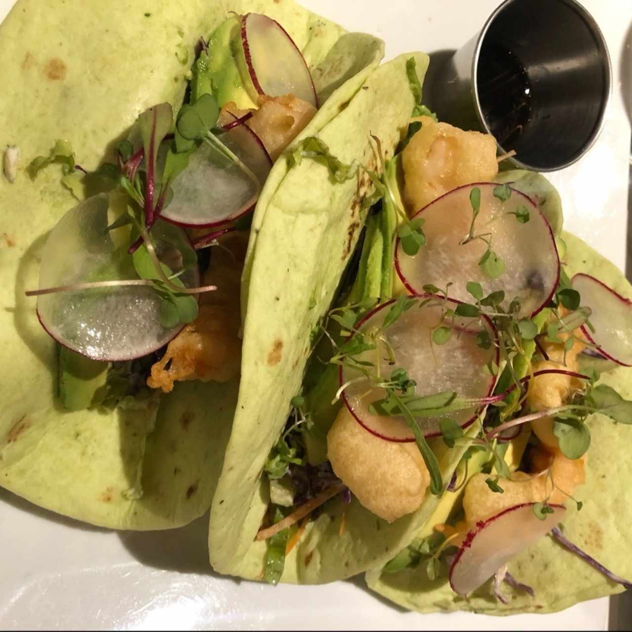Tacos de camarón, Pinot Gris