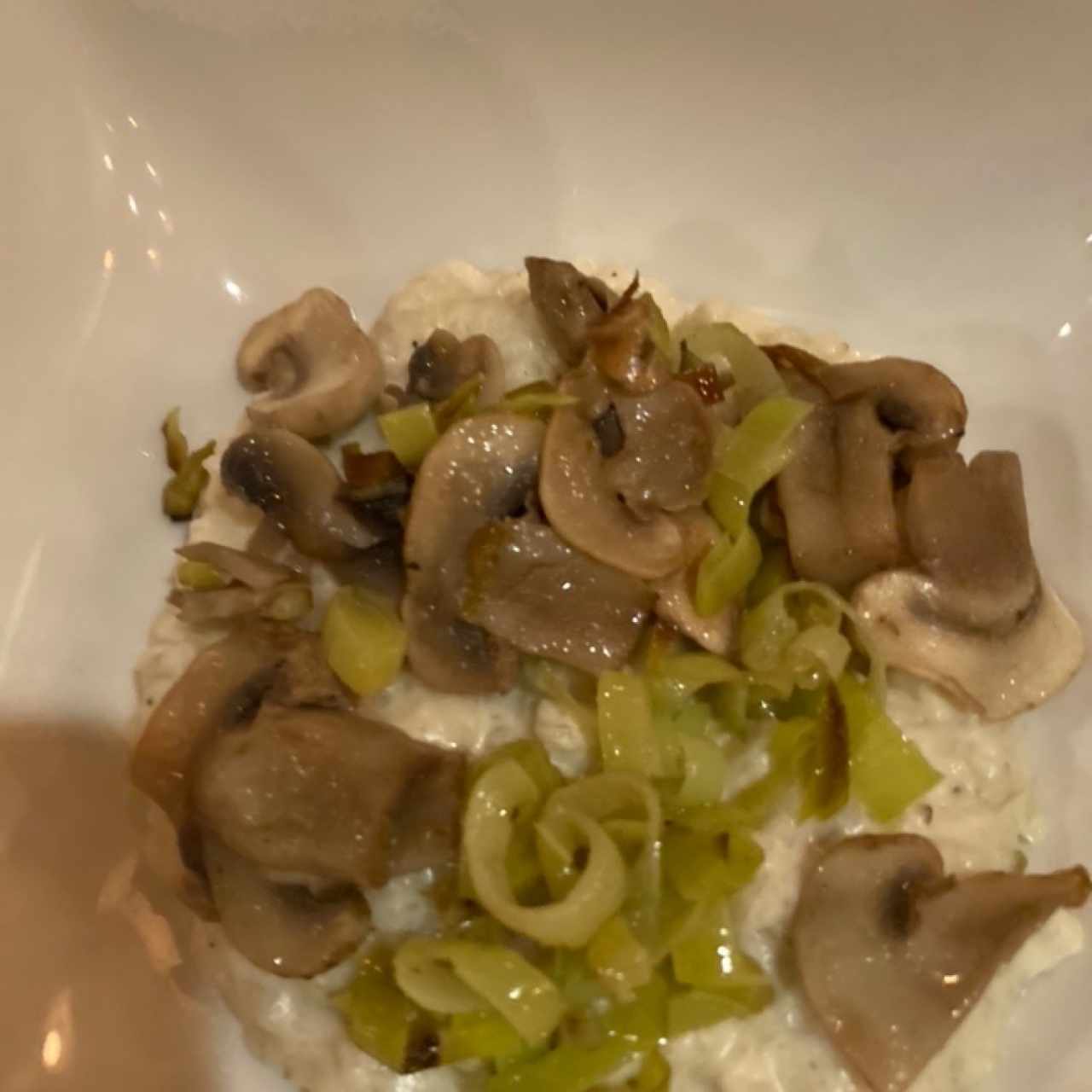 risotto de champiñones y cebollin