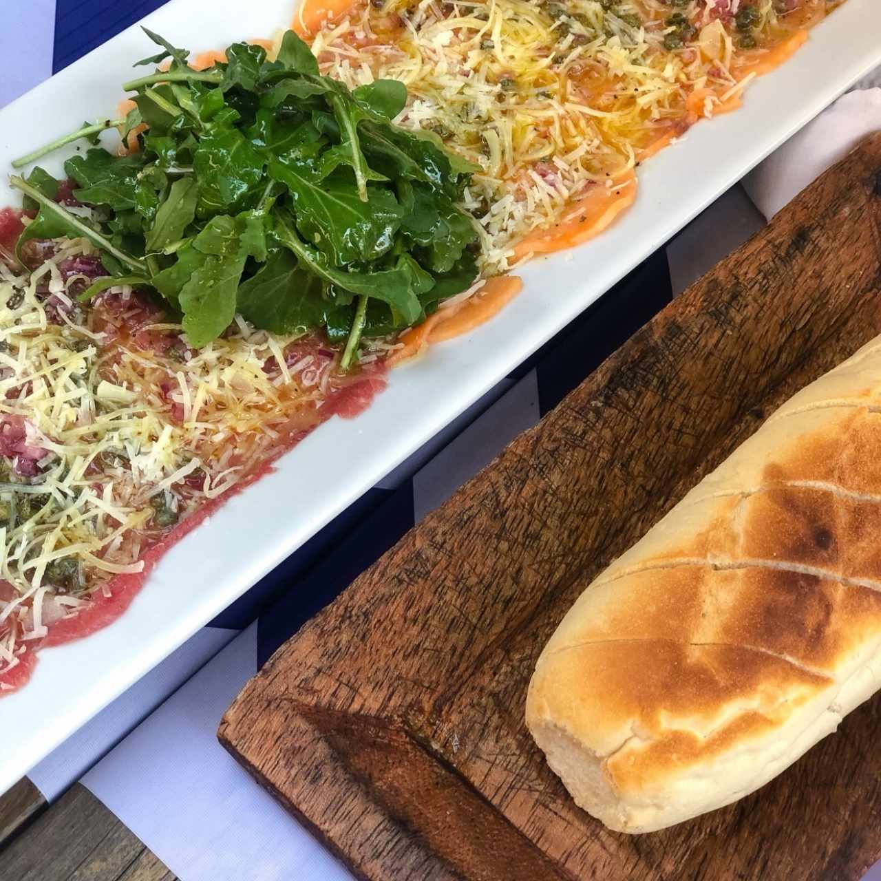 Carpaccio de Res y Salmón