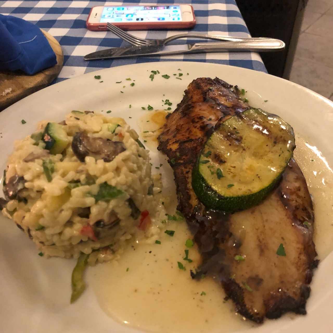 Pesce con Risoto de Vegetales