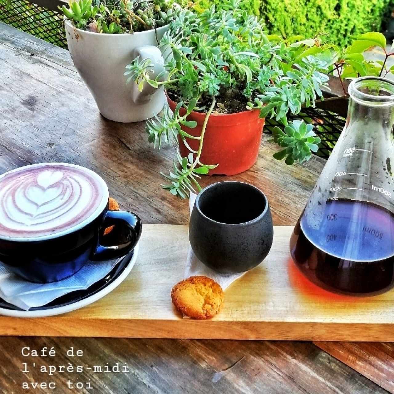 V60 y capuccino