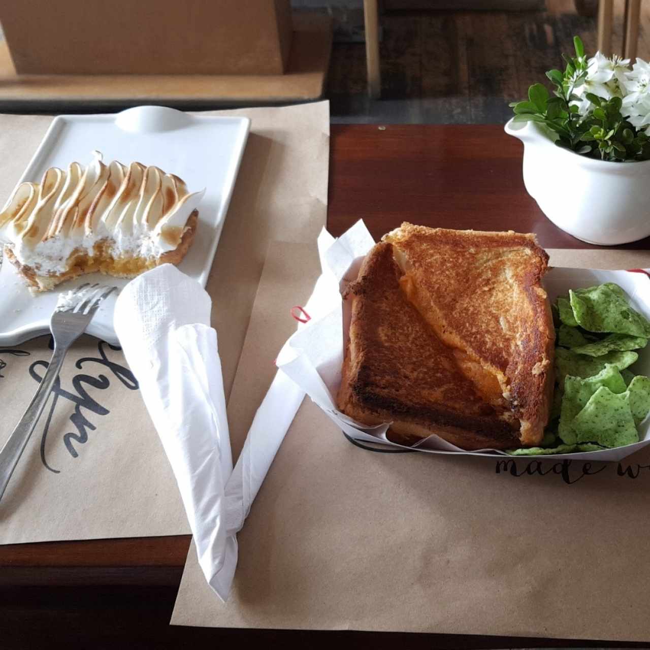 lemon pie, cheese sandwich