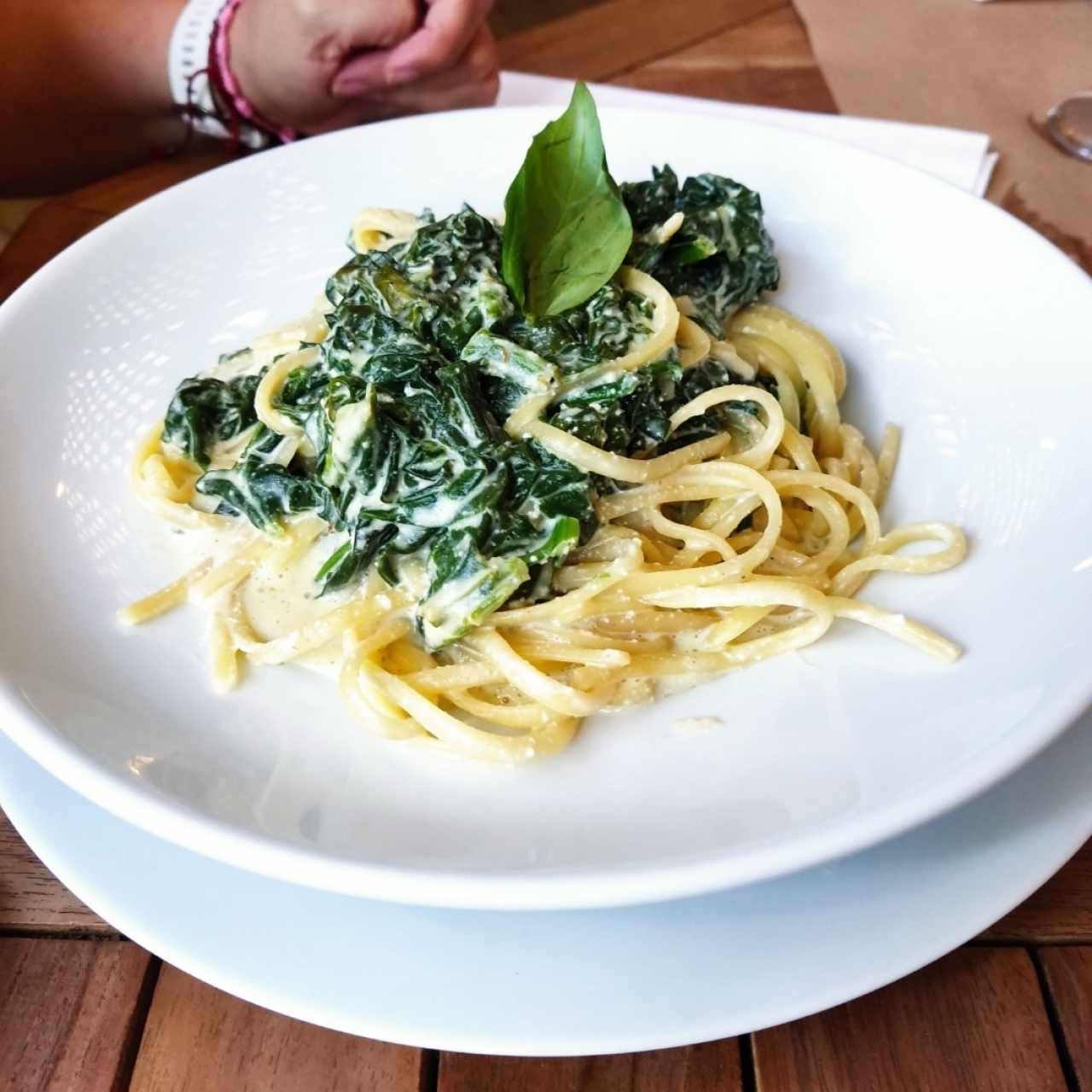 pasta con espinaca