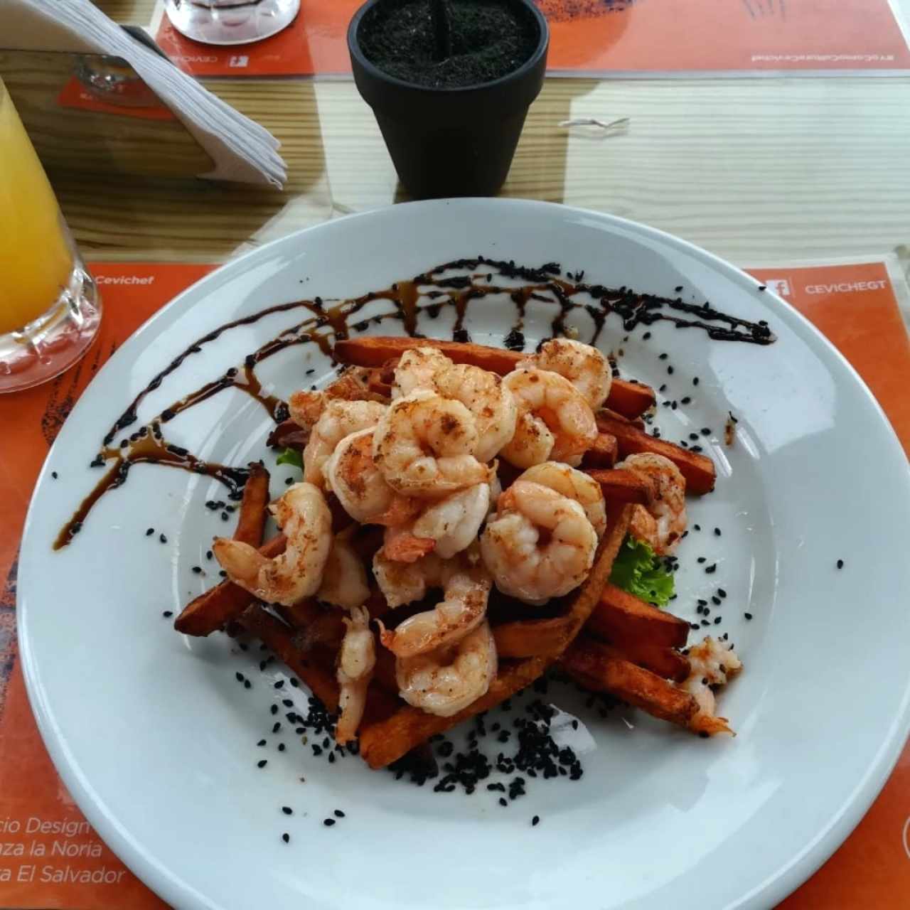 Camarones a la Plancha con Camote