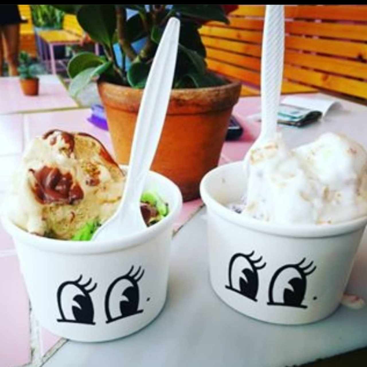 helado de chocomenta y flor de lavanda