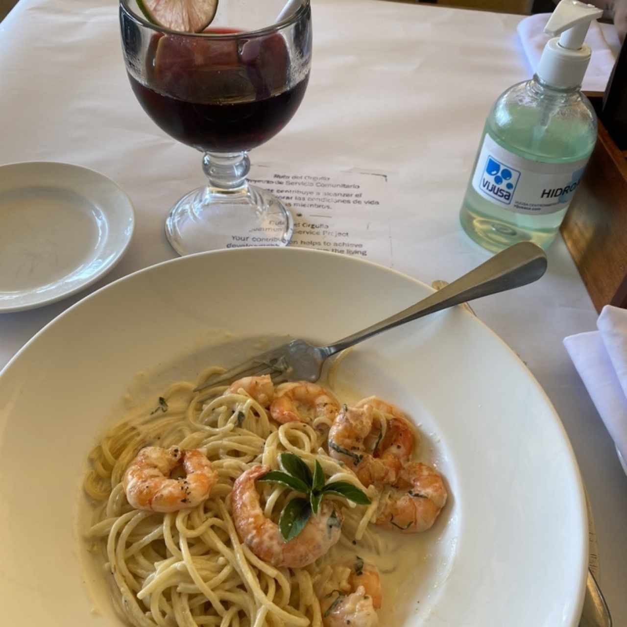 Pasta con camarones