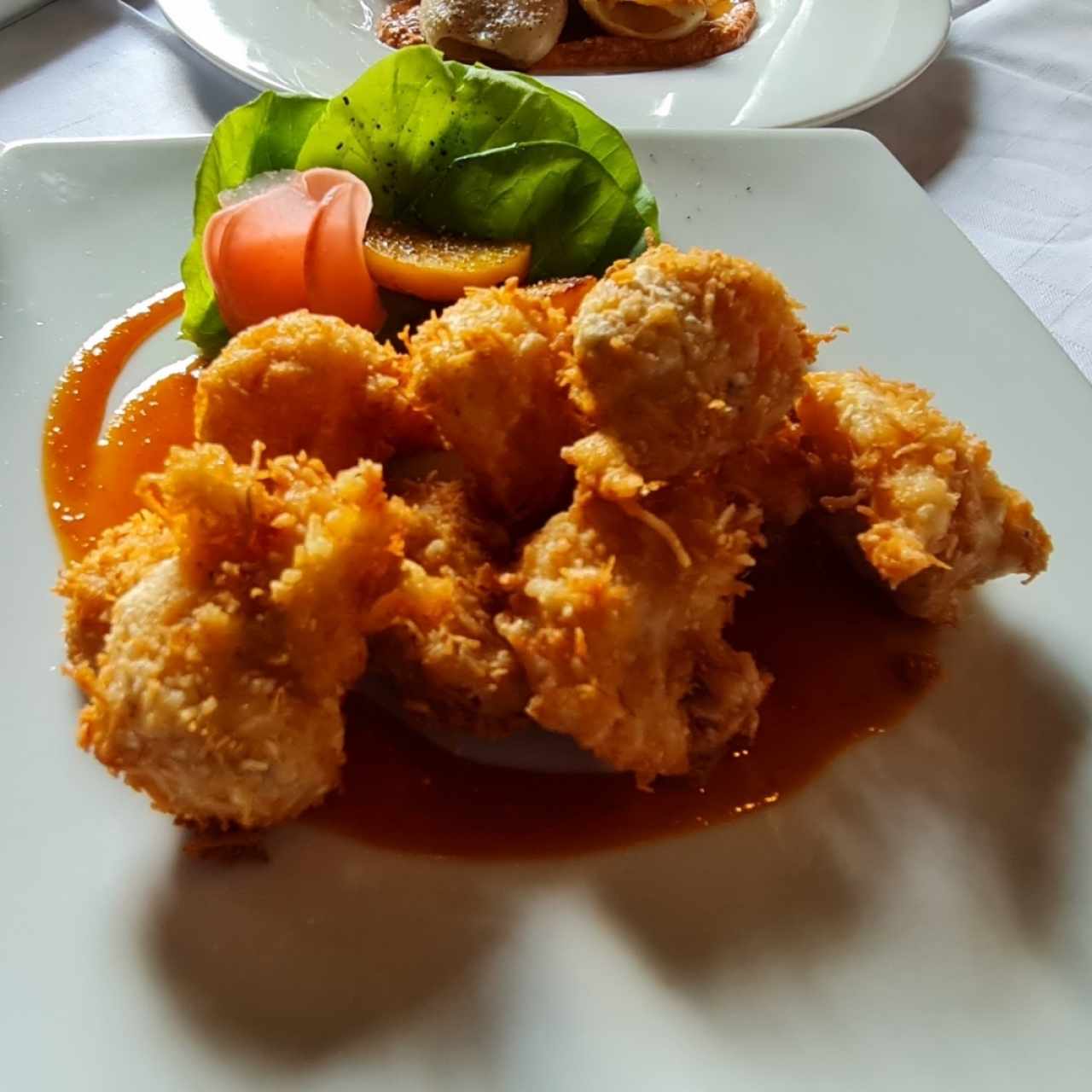 Camarón al Coco con Salsa Dulce de Chile