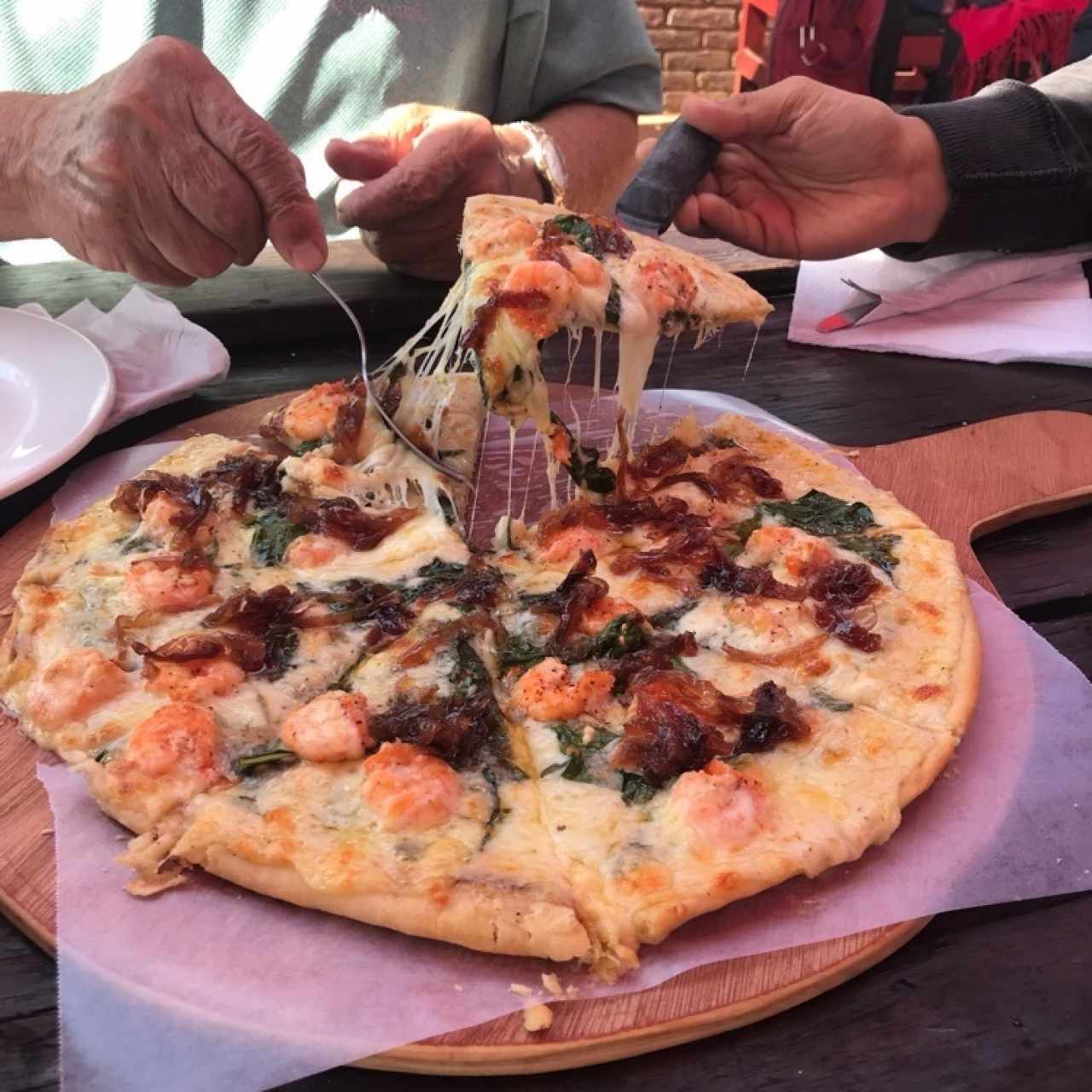 Pizza con camarones