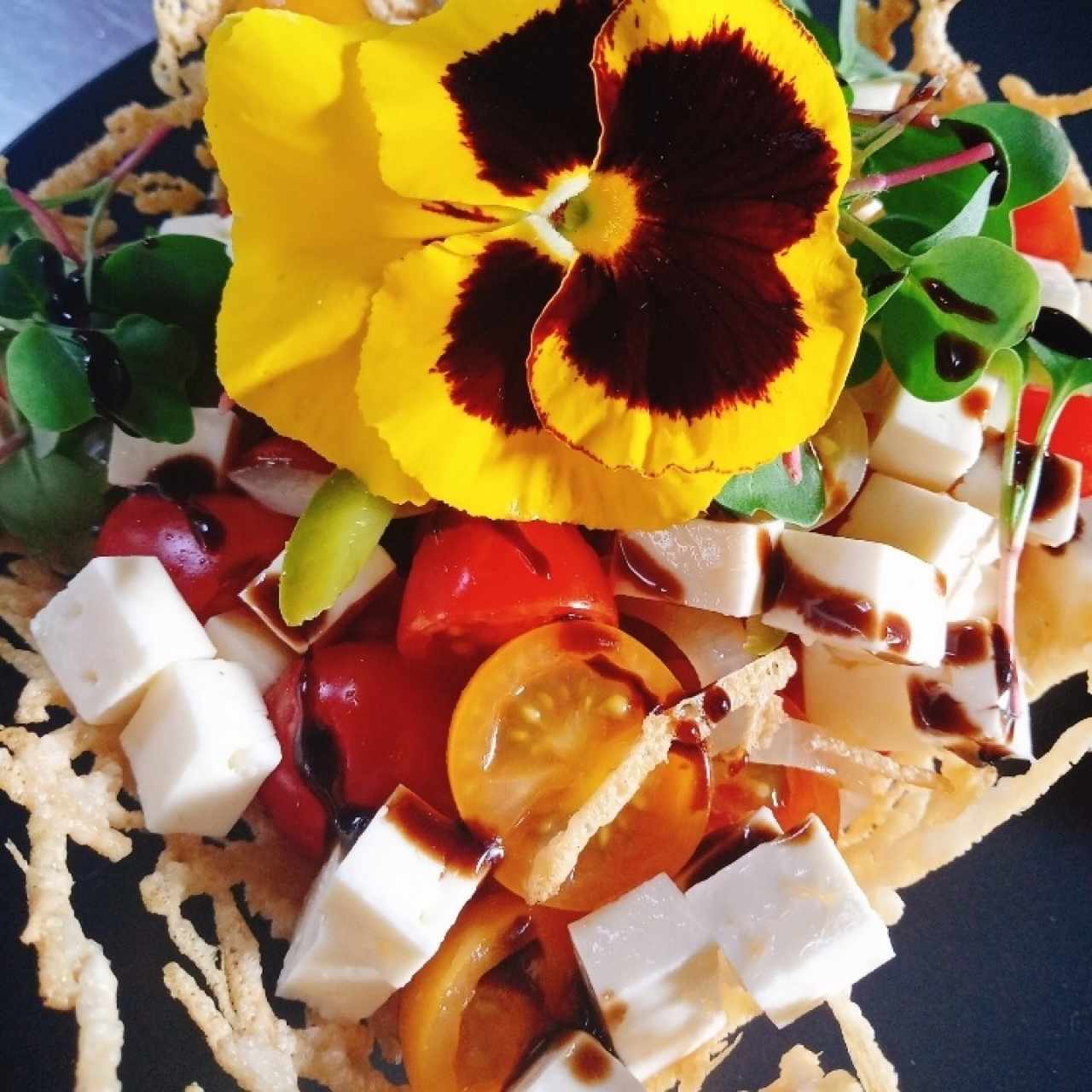 Ensalada de cherries con queso panela (vegetariana) / Cherry tomatoes and panela cheese salad (vegetarian)