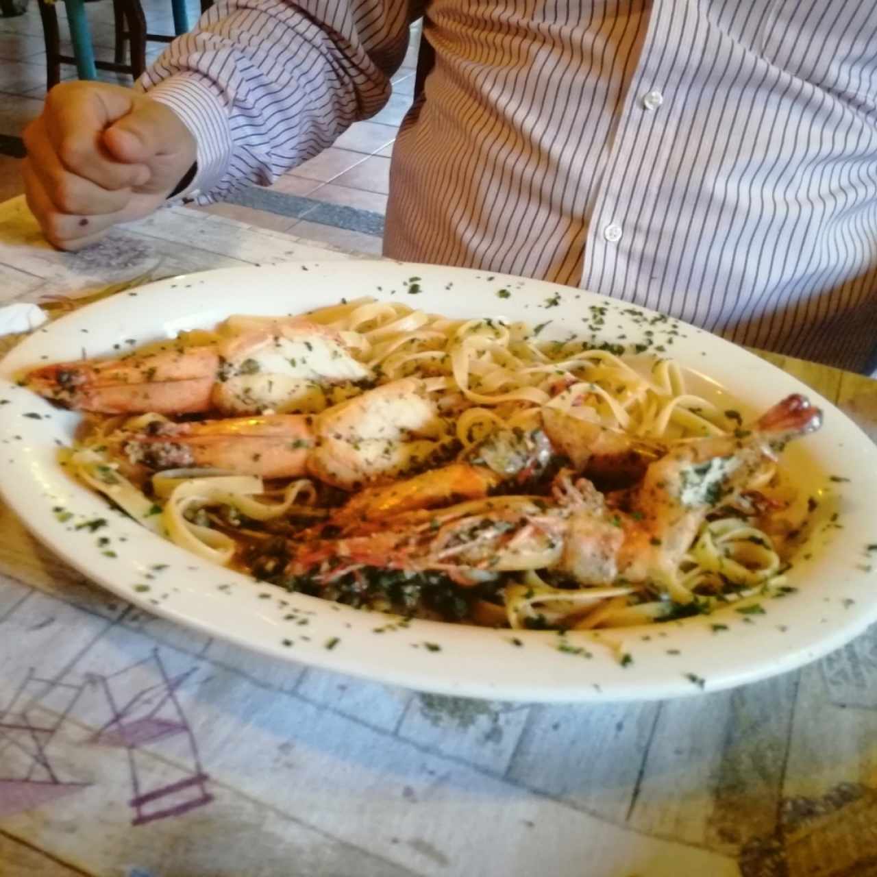 Pasta con camarones