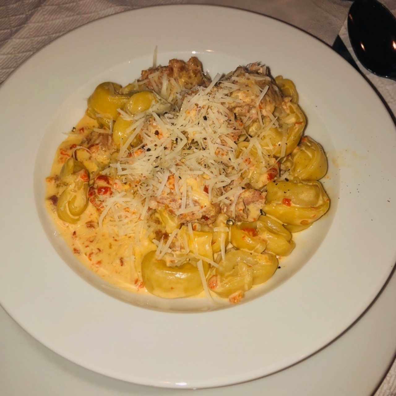 Tortellini con chorizo