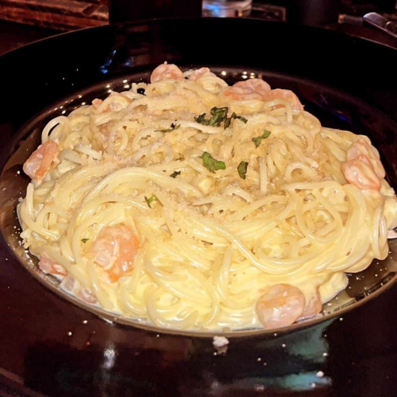 pasta con camarones 