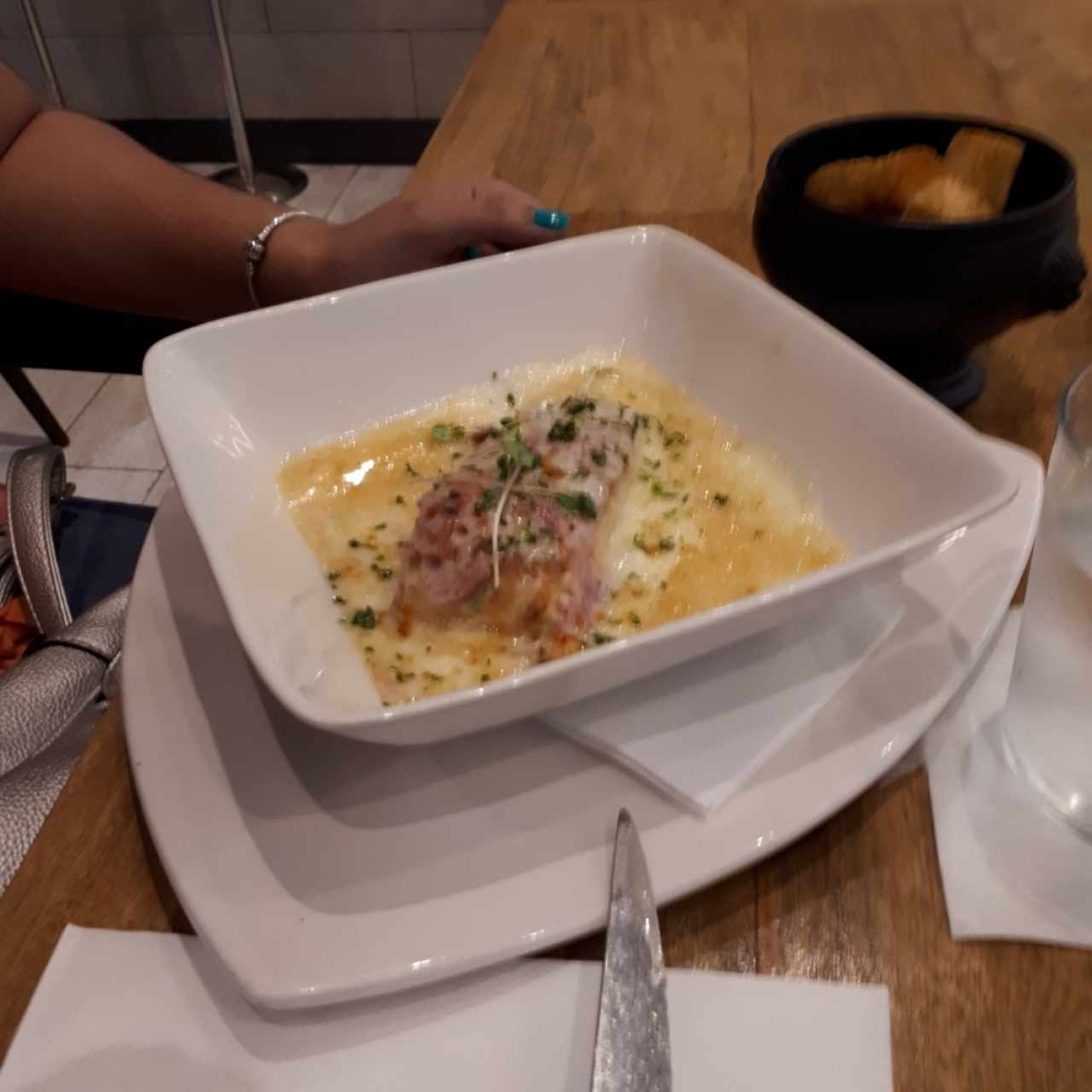 Corvina gestionada con Jamón de Pavo