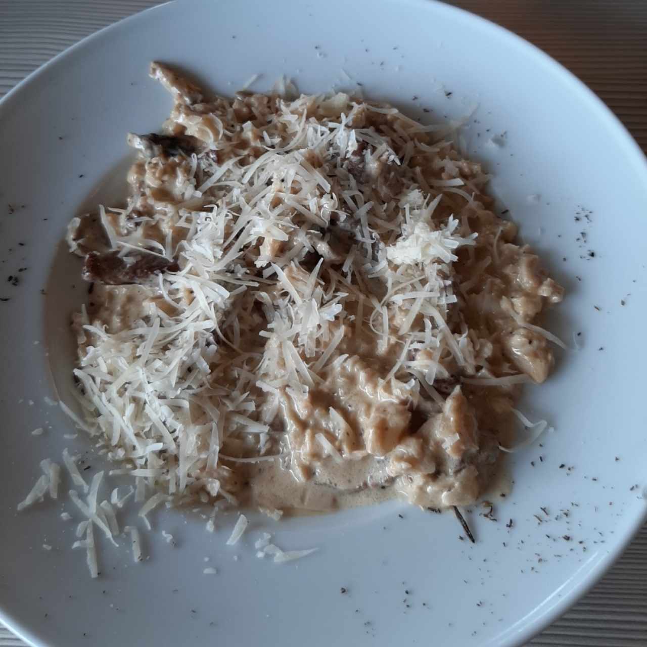 risotto de hongos y carne