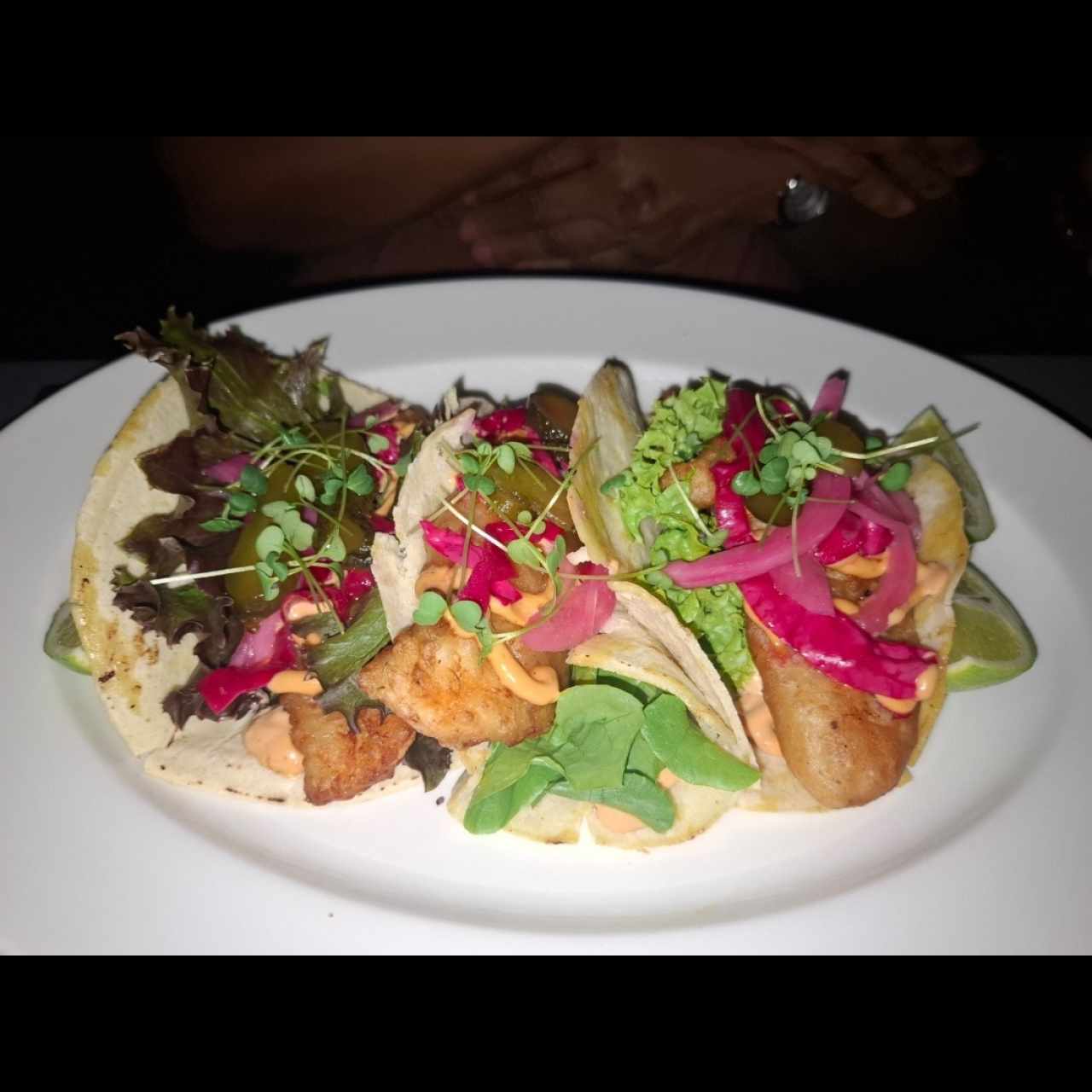 TACOS DE CORVINA TEMPURA