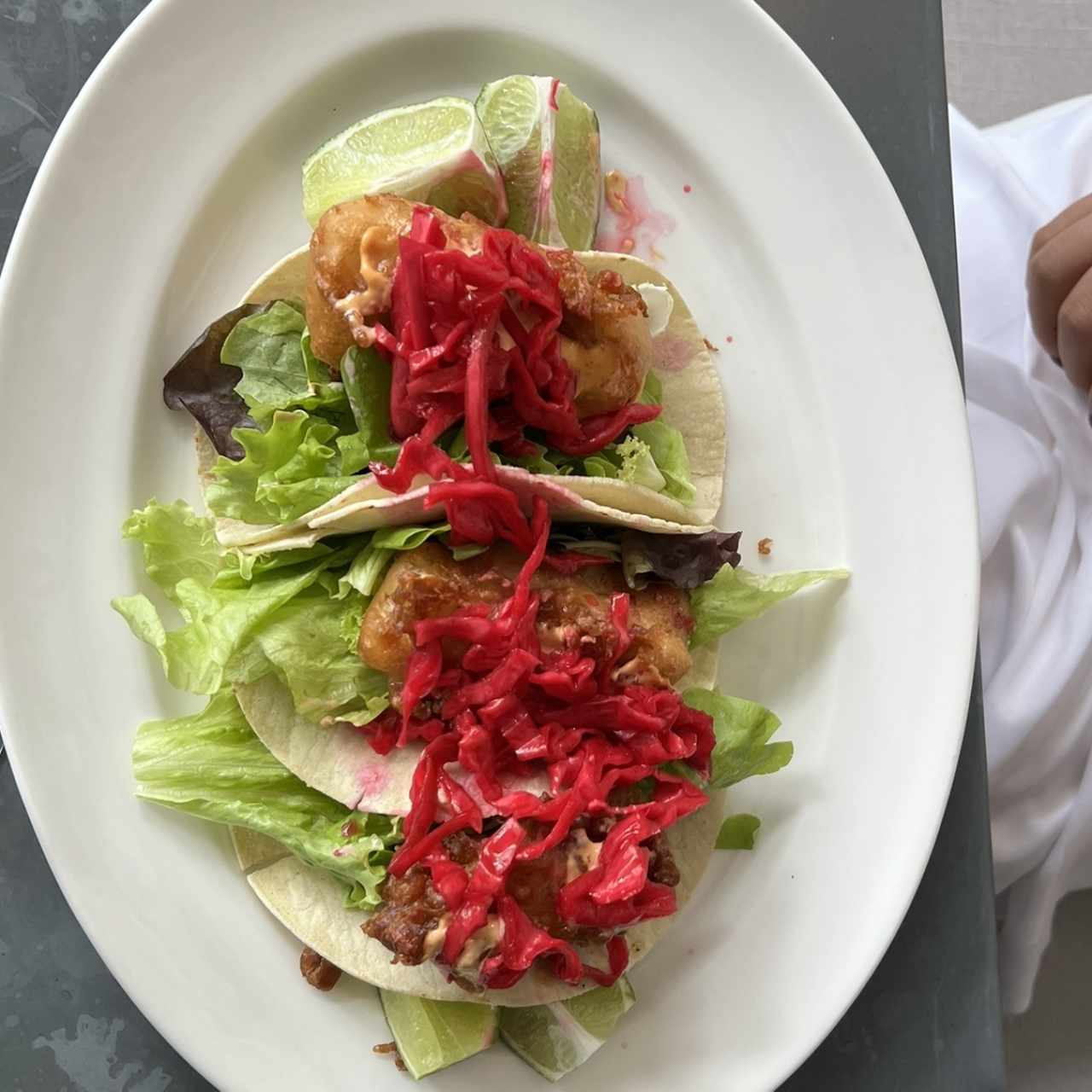 TACOS DE CORVINA TEMPURA