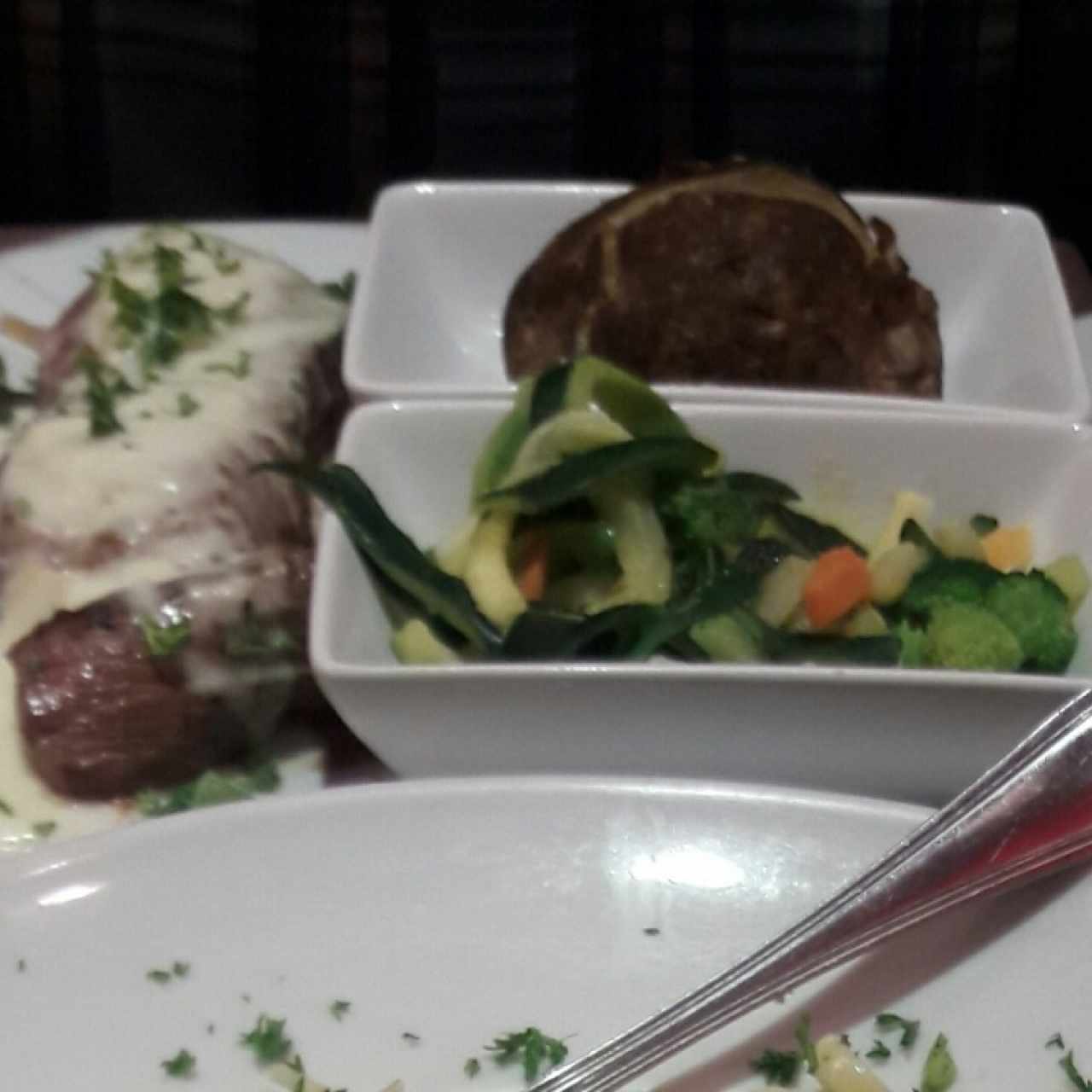 Asiago peppercorn steak