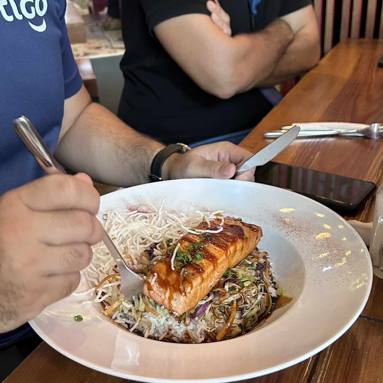 Arroz con Salmon a la plancha 