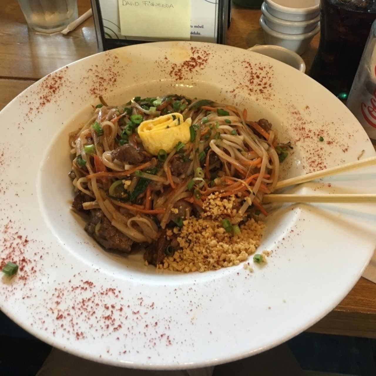 Pad thai de filete de res