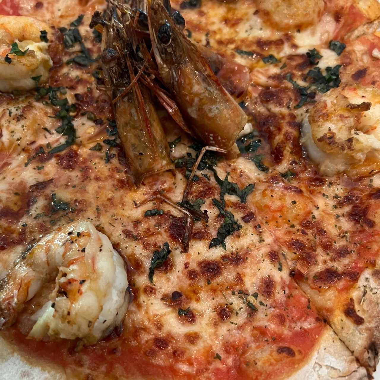 Pizza de langostinos 