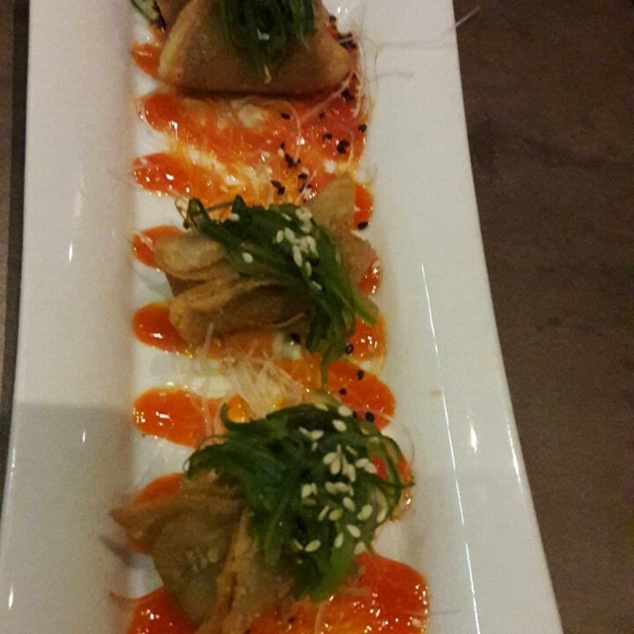 wantón con camarones