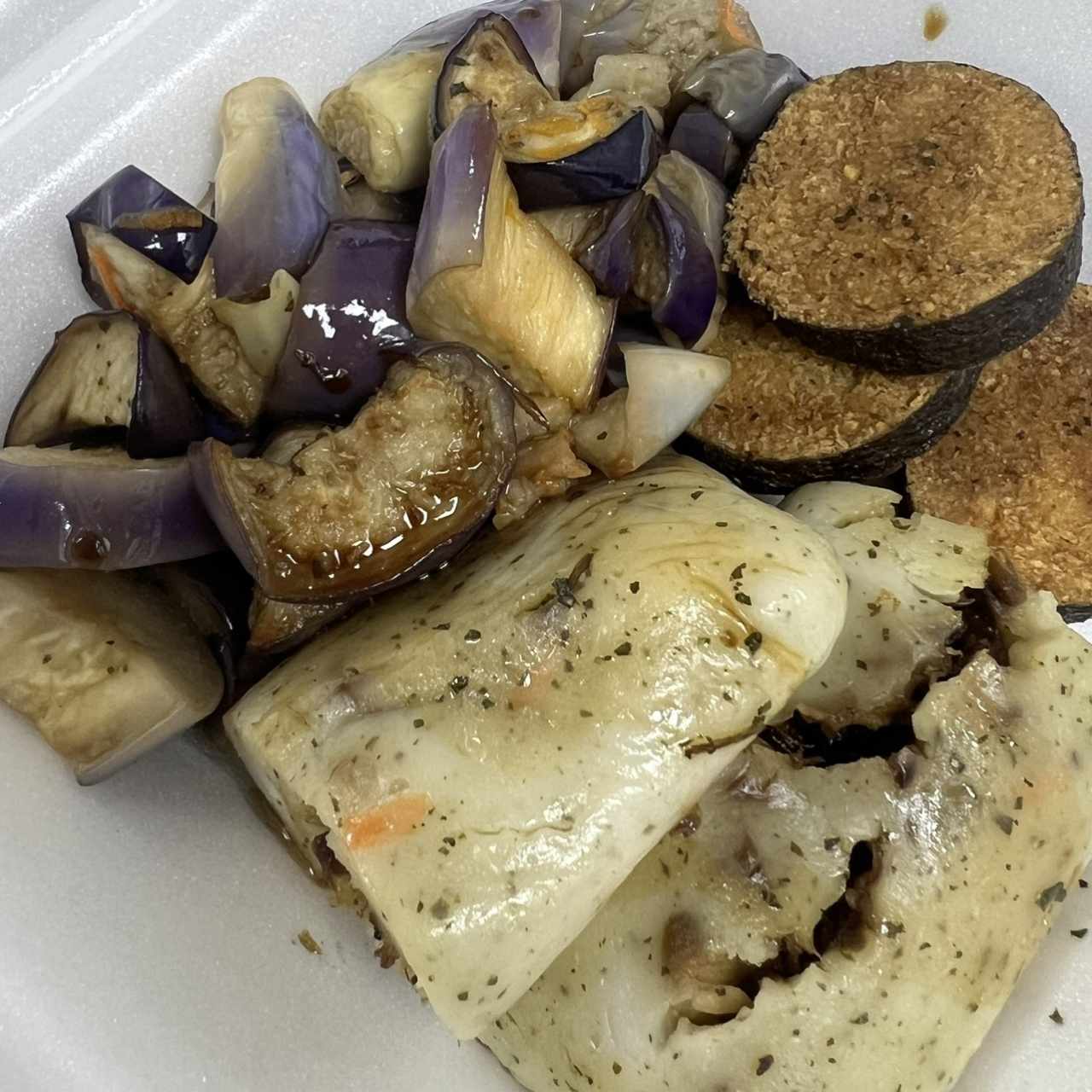 Berenjena , soya con alga