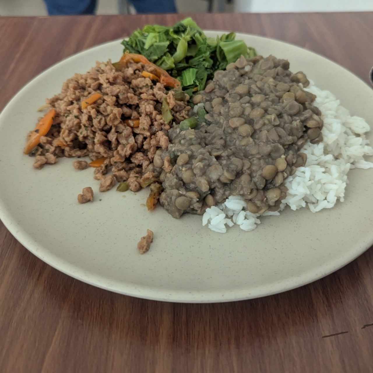 Lenteja, arroz blanco, soya molida, hoja de mostaza 