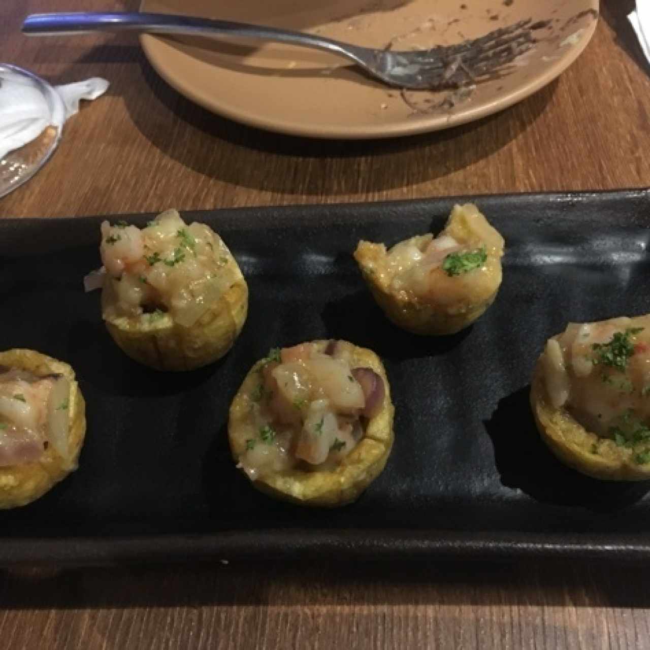 patacones rellenos de camaron