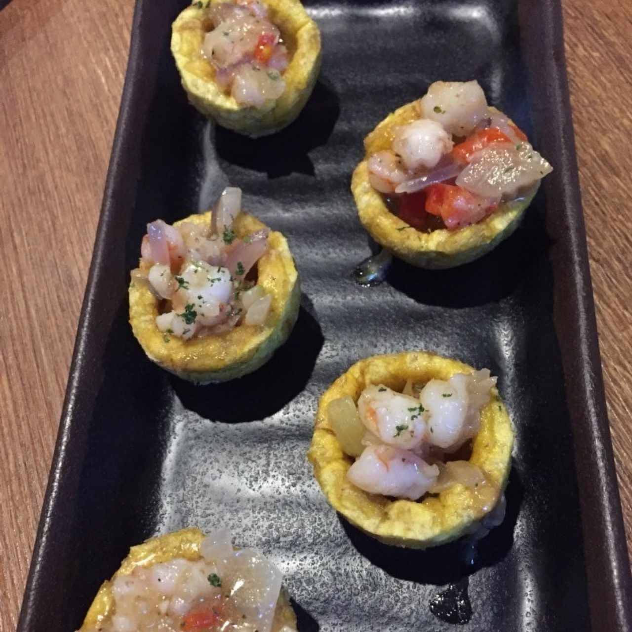 canastitas con camarones 