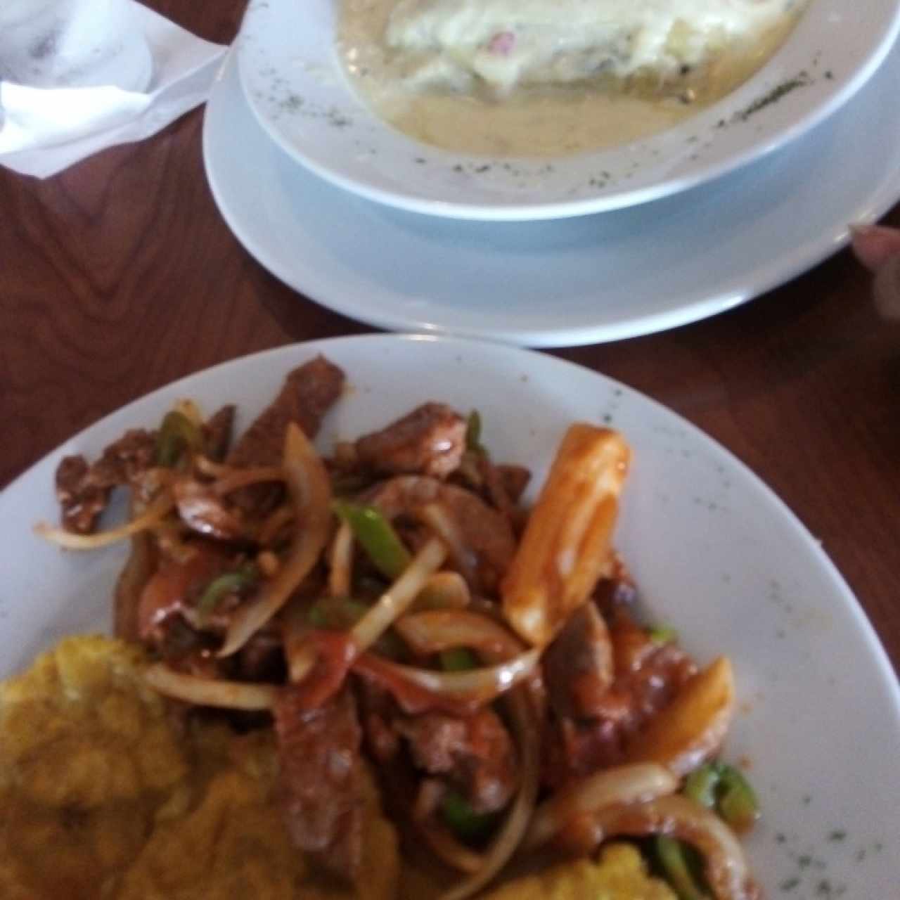 Bistec picado y lasaña de pollo 