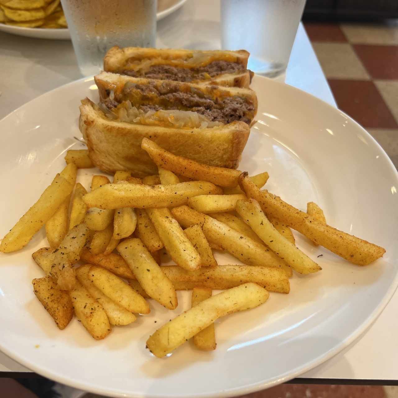 Double Patty Melt With Spicy Fries