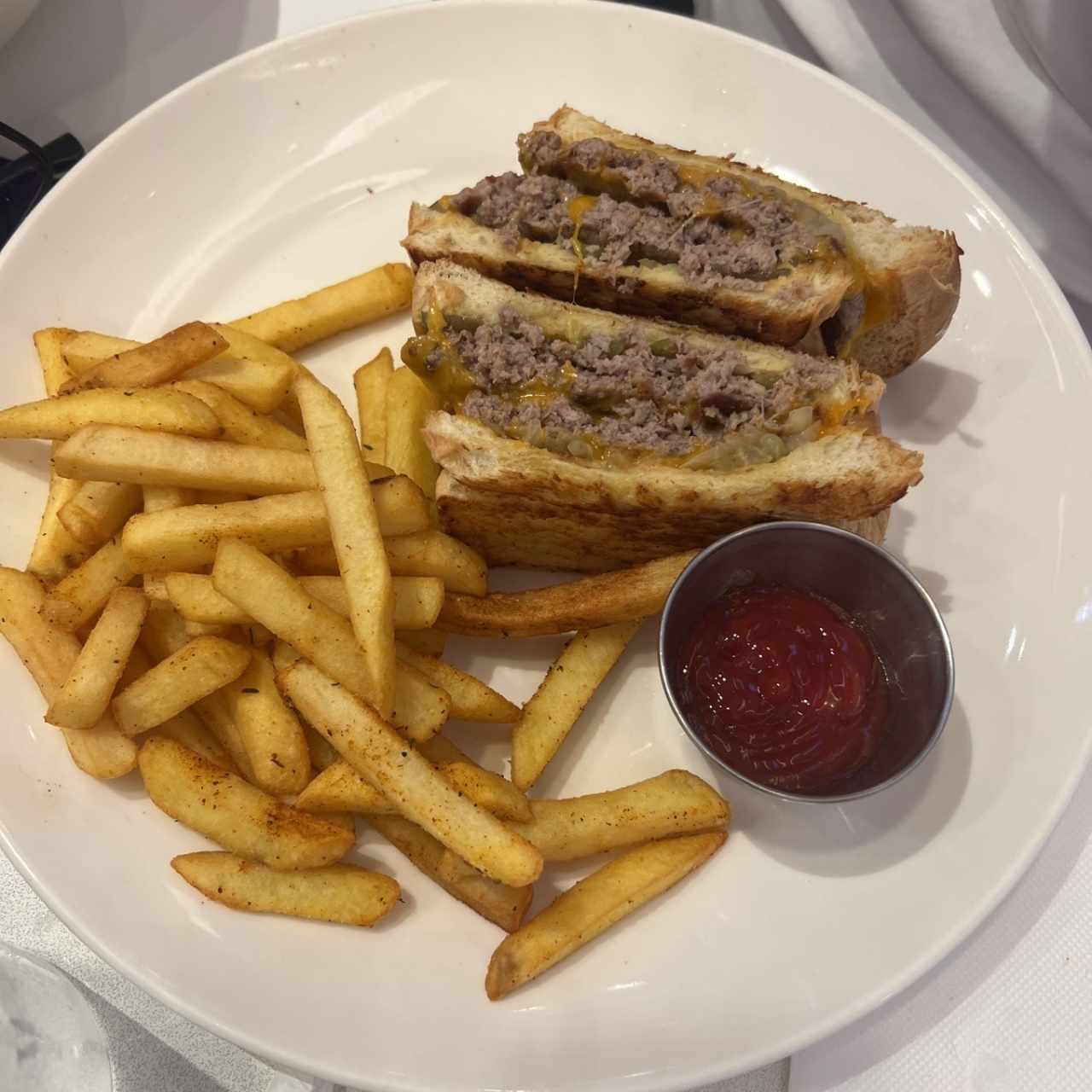 Double Patty Melt With Spicy Fries