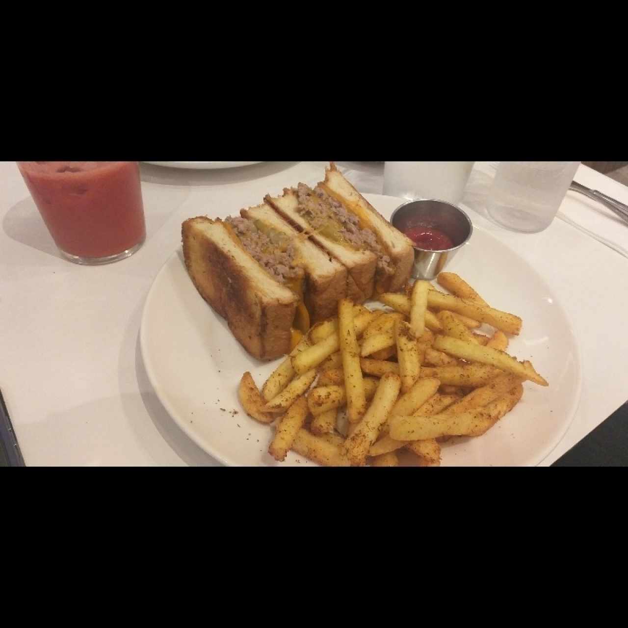 Double Patty Melt With Spicy Fries
