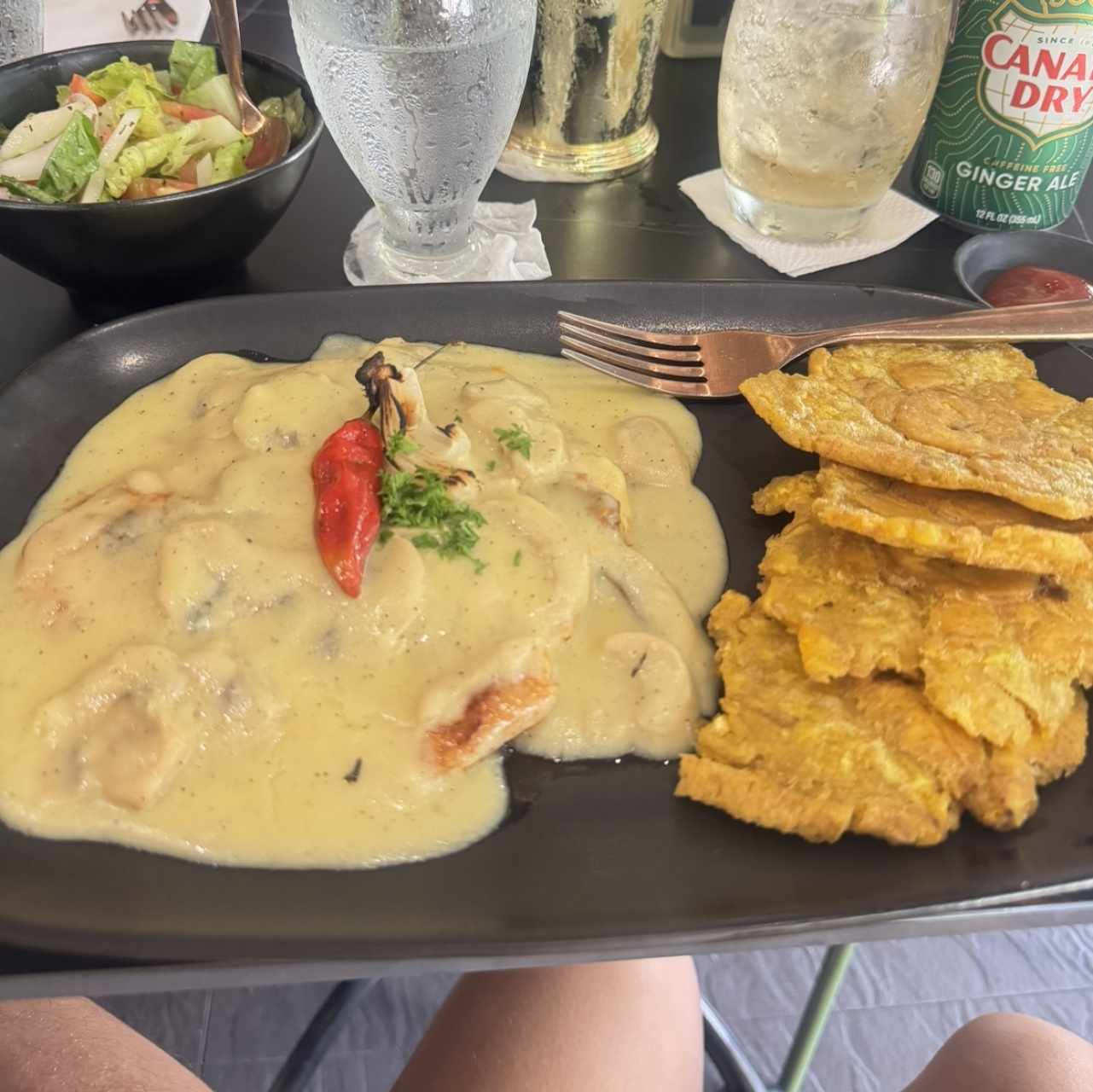 Filete de Pollo en Salsa Blanca con Champiñones